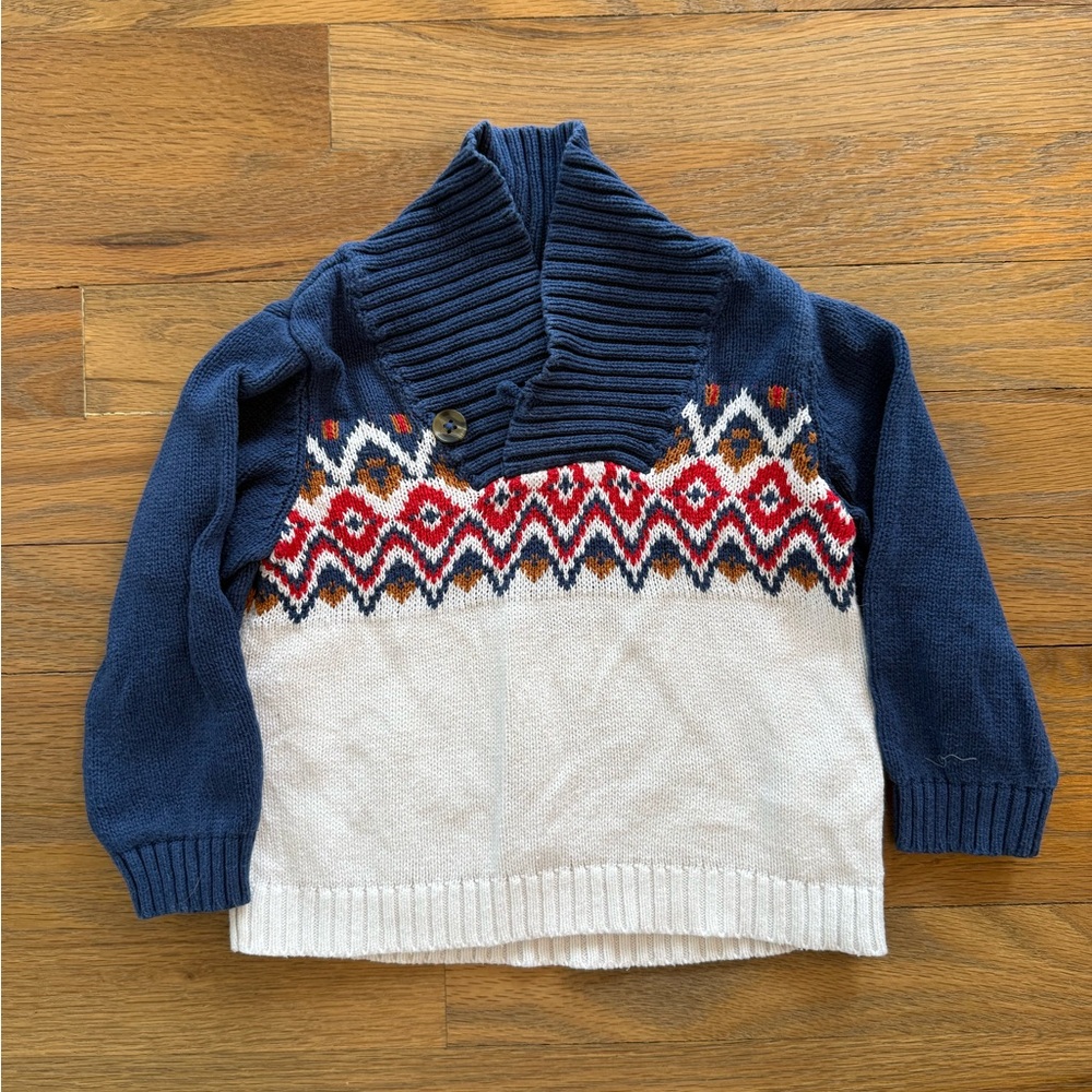 Old Navy Navy Blue and White Sweater 12-18m
